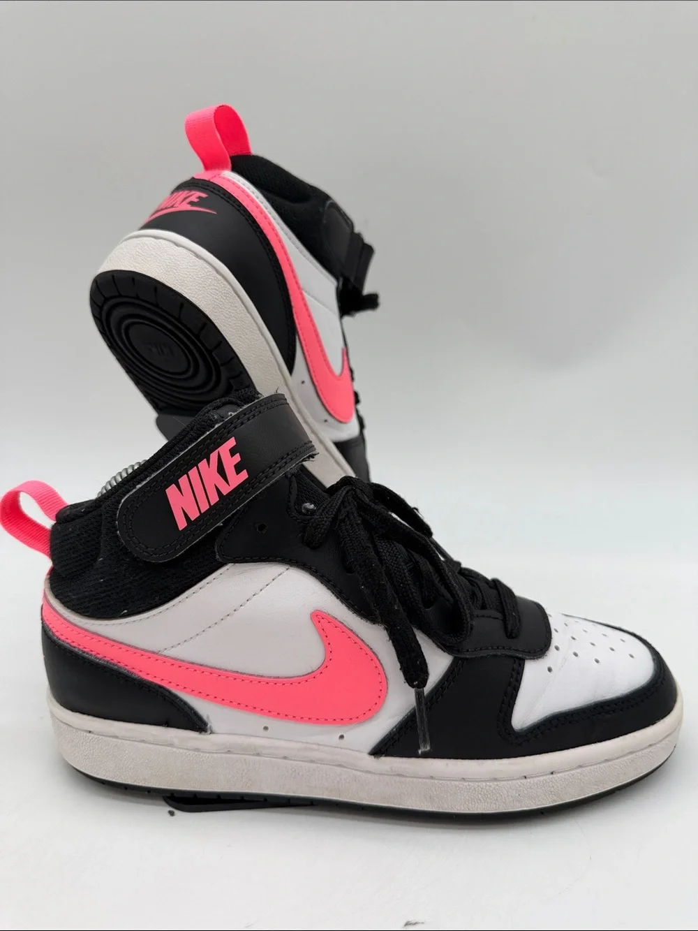 Nike Court Borough 2 Mid Girls Size 4Y White Pink Black Athletic Shoes Sneakers - Picture 5 of 16